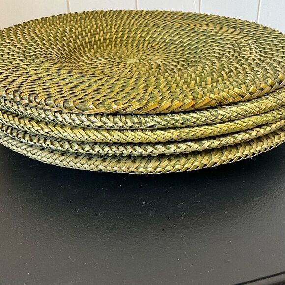 Kitchen Table Dining Room Decor Woven Set of 5 Placemats Gold Black 13" NWT - Picture 4 of 11